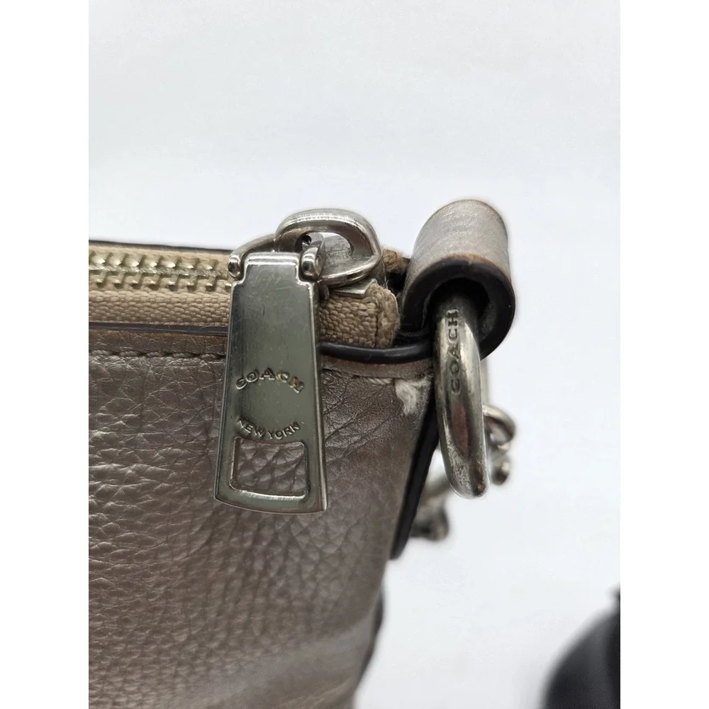 Coach Mini Abby Duffle Silver Leather Satchel Duffle Bag Purse F87691 Crossbody - Picture 4 of 9